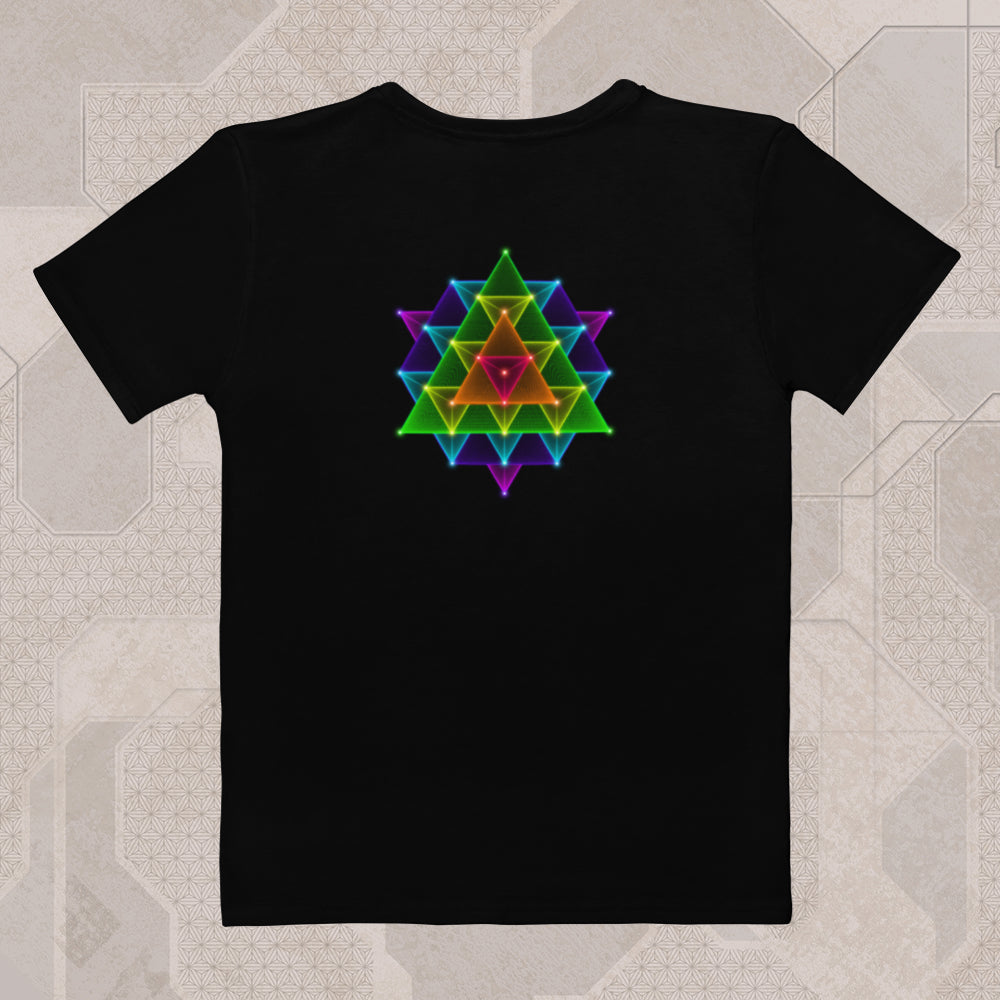 64 STAR TETRAHEDRON Psychedelic Street Style Graphic Women's T-Shirt • Design by Samuel Farrand