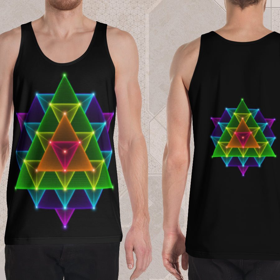 64 STAR TETRAHEDRON Psychedelic Street Style Graphic Tank Top • Design by Samuel Farrand