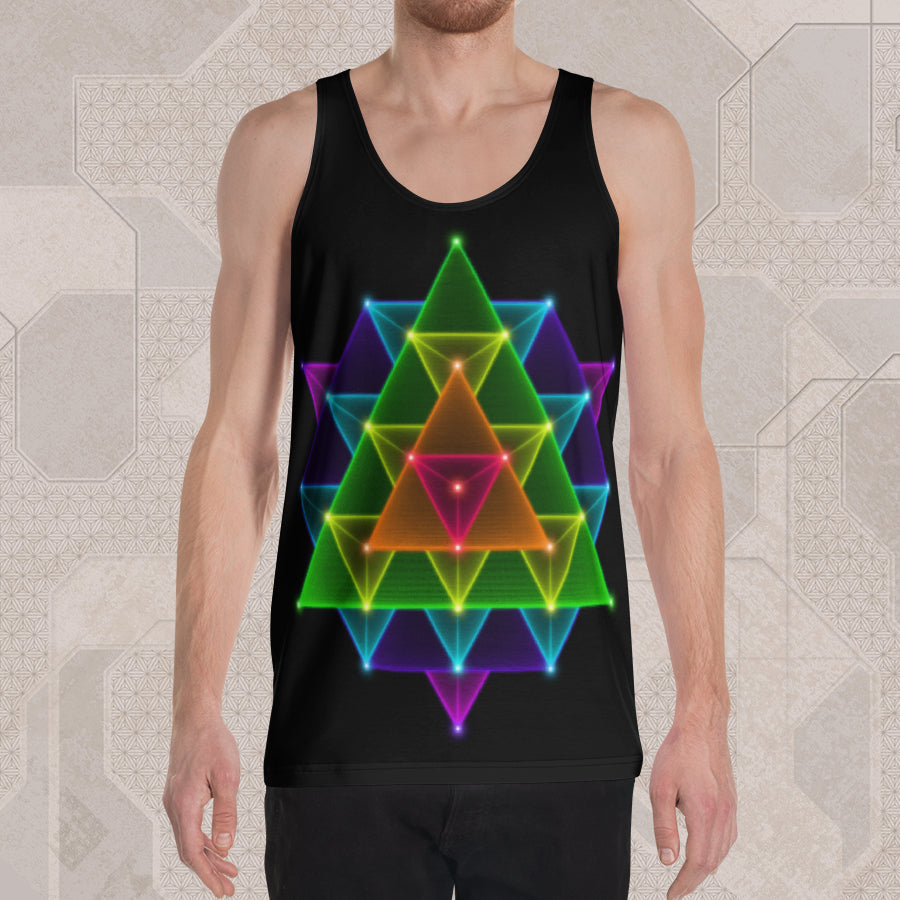 64 STAR TETRAHEDRON Psychedelic Street Style Graphic Tank Top • Design by Samuel Farrand