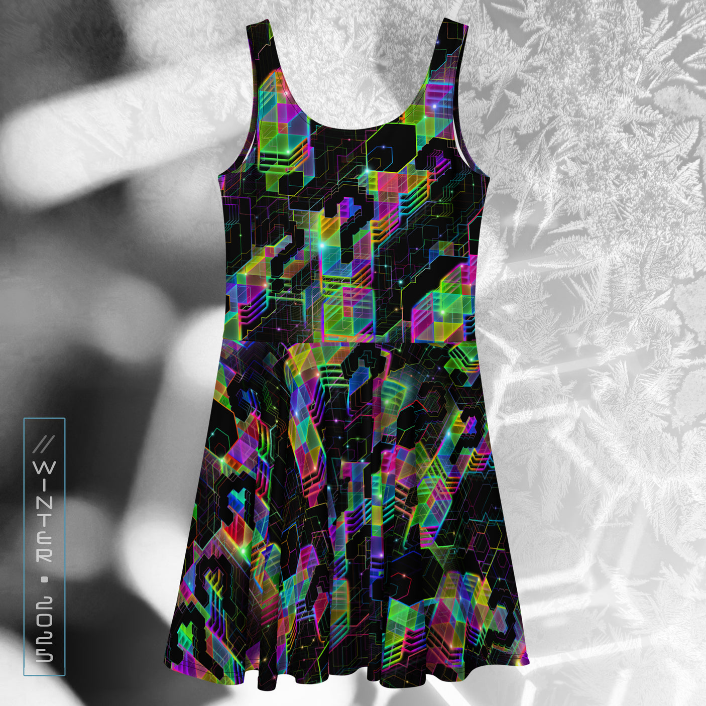 ❄️NEW! QUESTION EVERYTHING Psychedelic Street Style Skater Dress • Design by Samuel Farrand