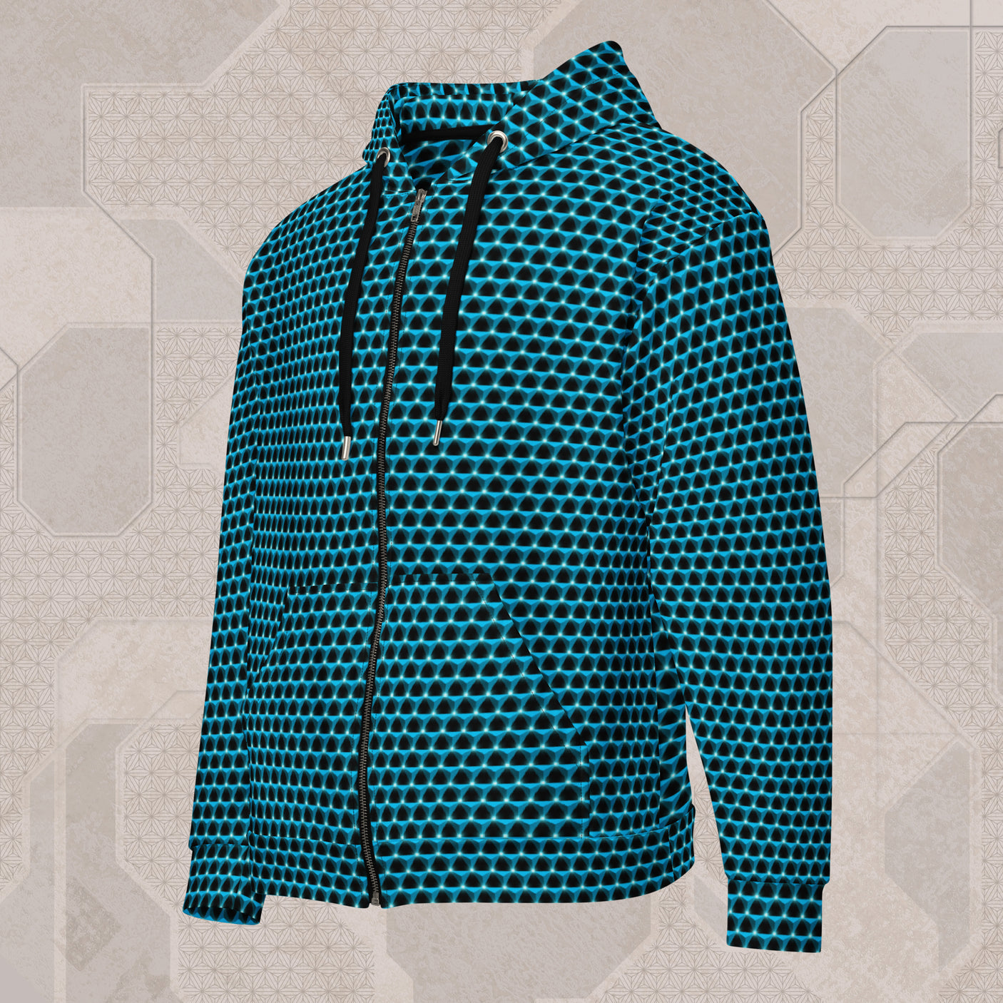 AQUAMARINE Psychedelic Street Style Zip Hoodie • Design by Samuel Farrand