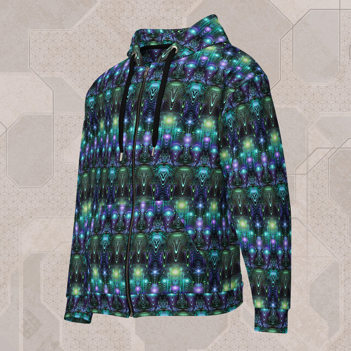 CERNUNNOS Psychedelic Street Style Zip Hoodie • Design by Samuel Farrand