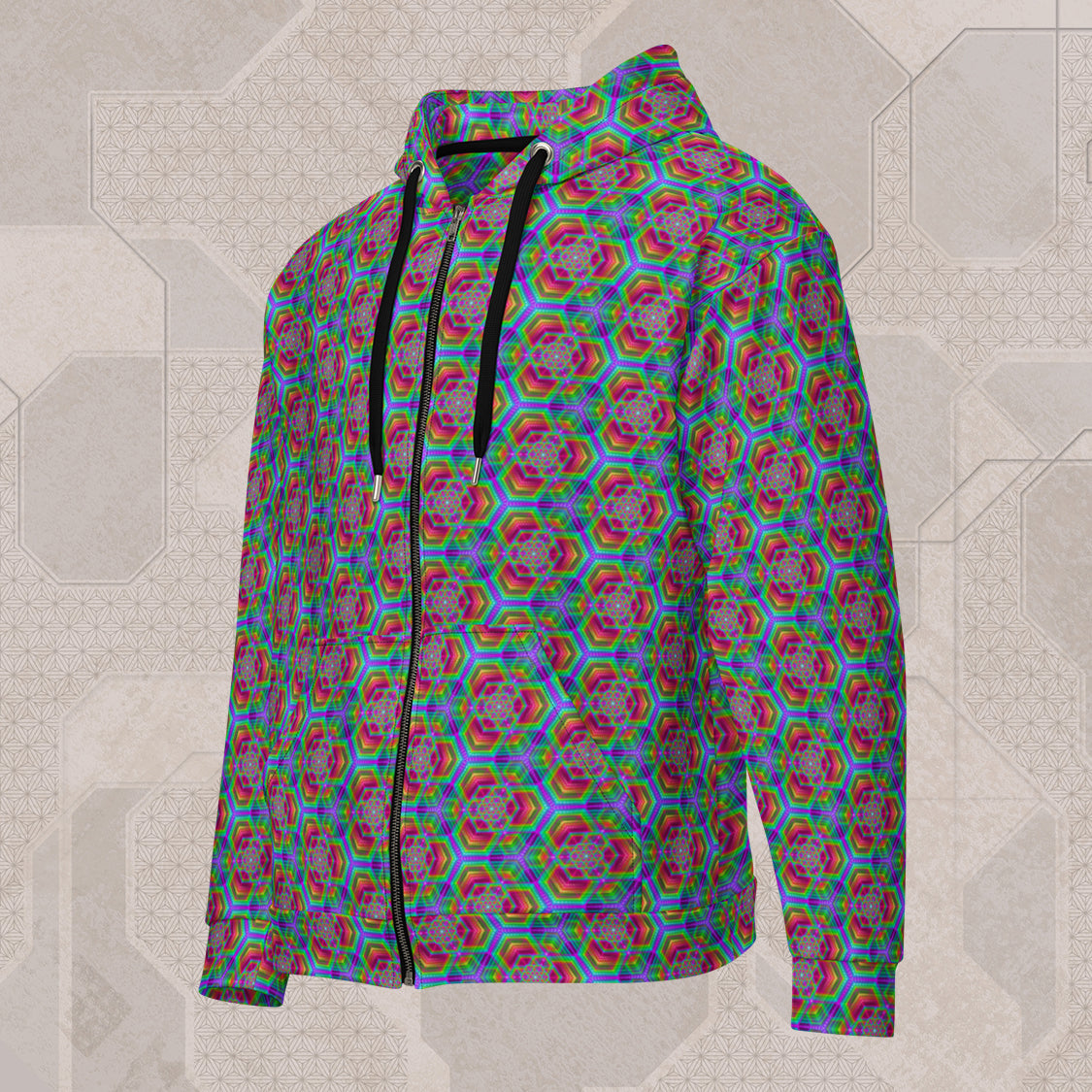 HEXAFUN Psychedelic Street Style Zip Hoodie • Design by Samuel Farrand