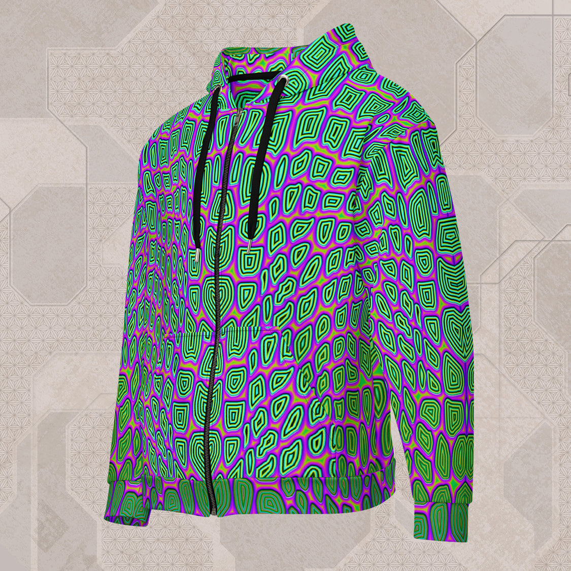 REPTILIAN Psychedelic Street Style Zip Hoodie • Design by Samuel Farrand