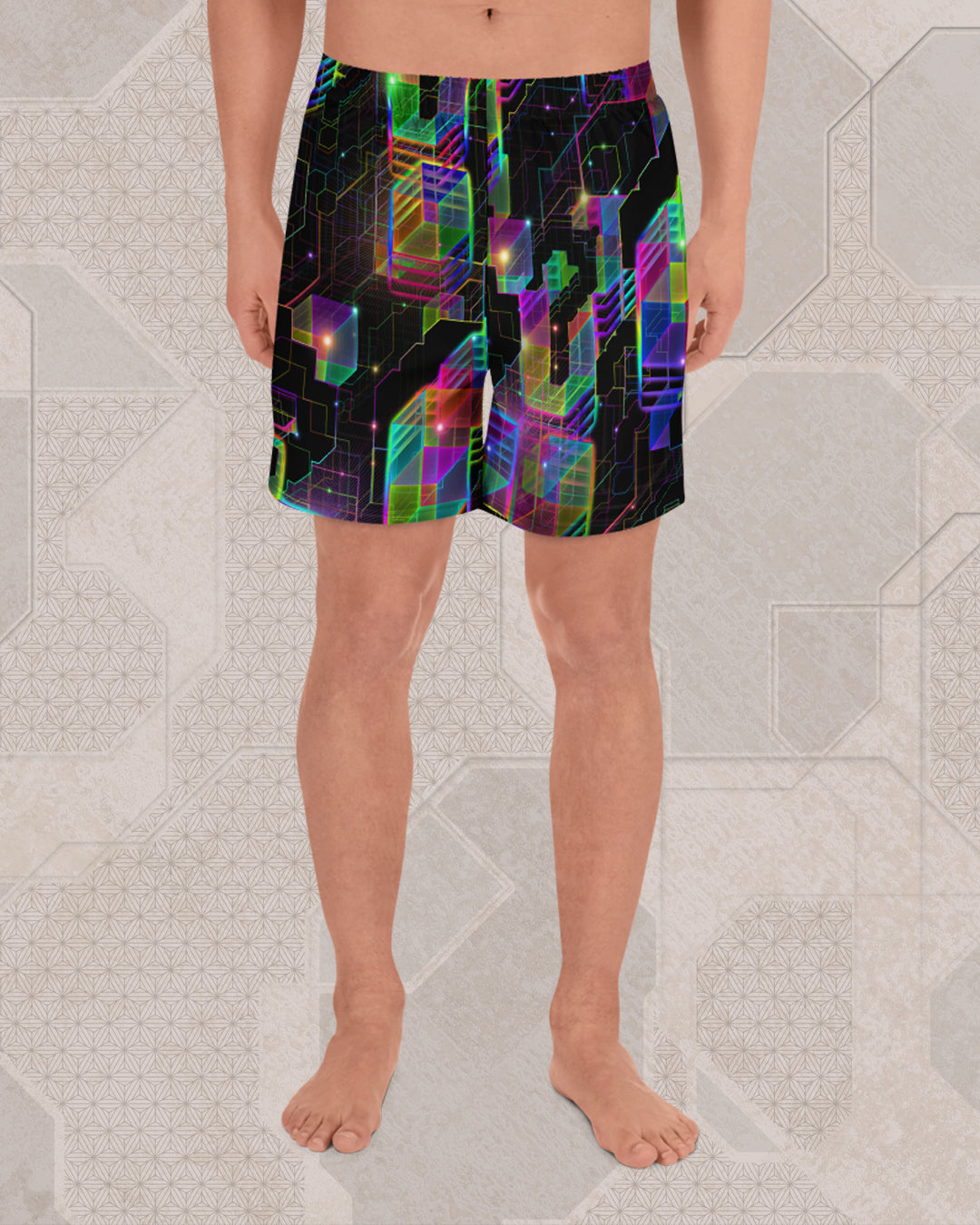 Question Everything | Trippy UV/RGB Reactive Men's All-Over Festival Shorts
