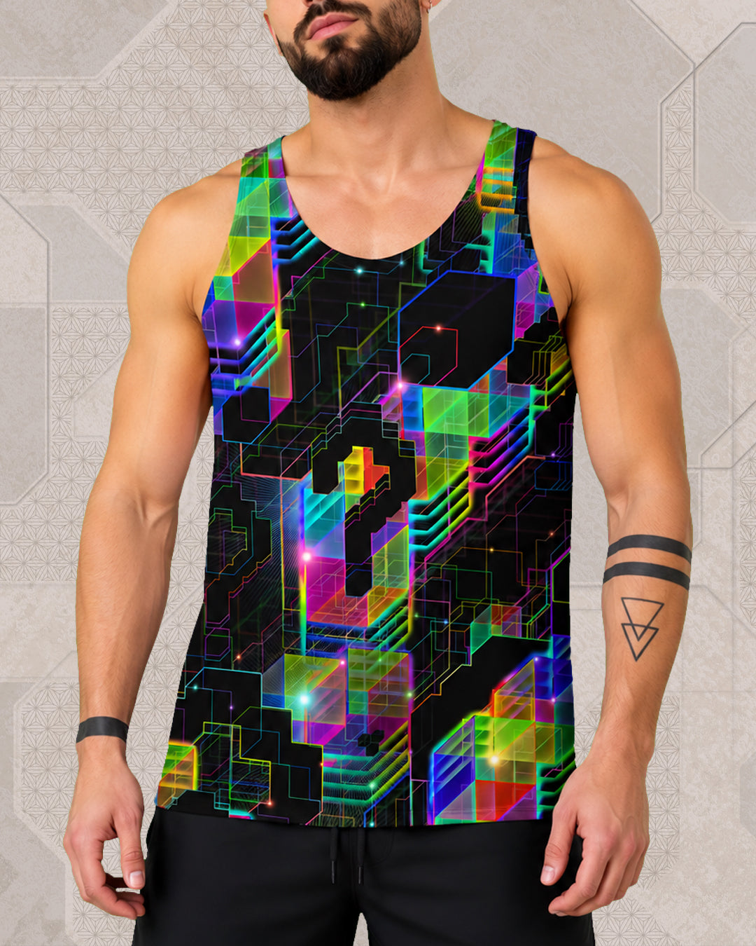 Question Everything | Trippy UV/RGB Reactive Men's All-Over Festival Tank Top