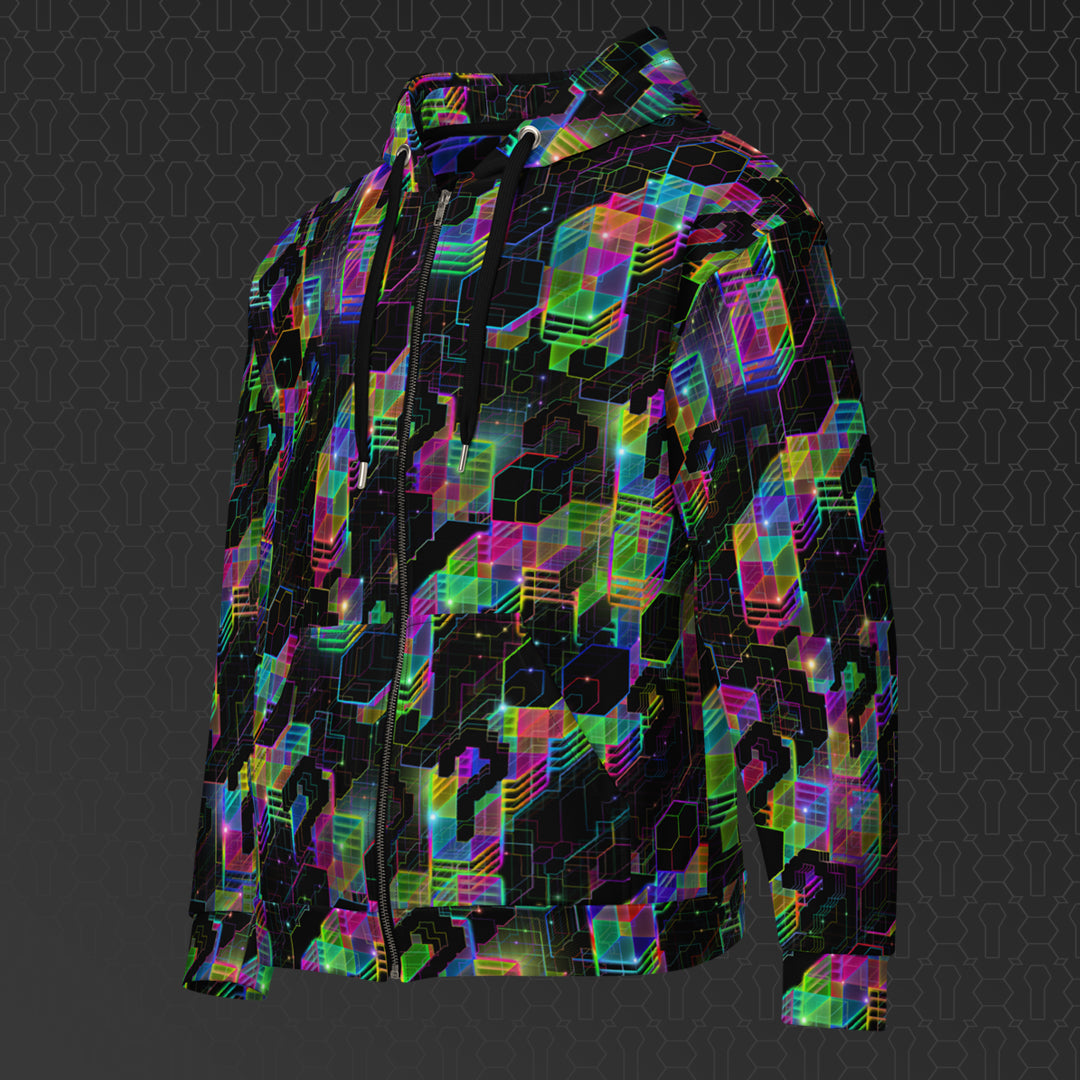 QUESTION EVERYTHING Psychedelic Street Style Zip Hoodie • Design by Samuel Farrand
