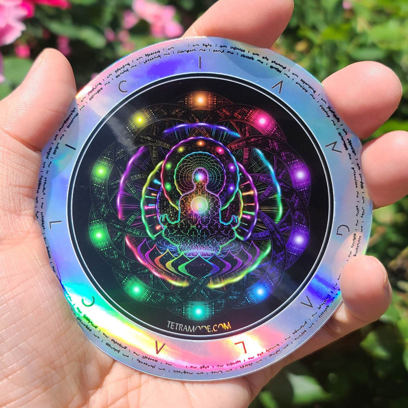 AMITABHA (I AM GALACTIC) Holographic Sticker • Design by Samuel Farrand