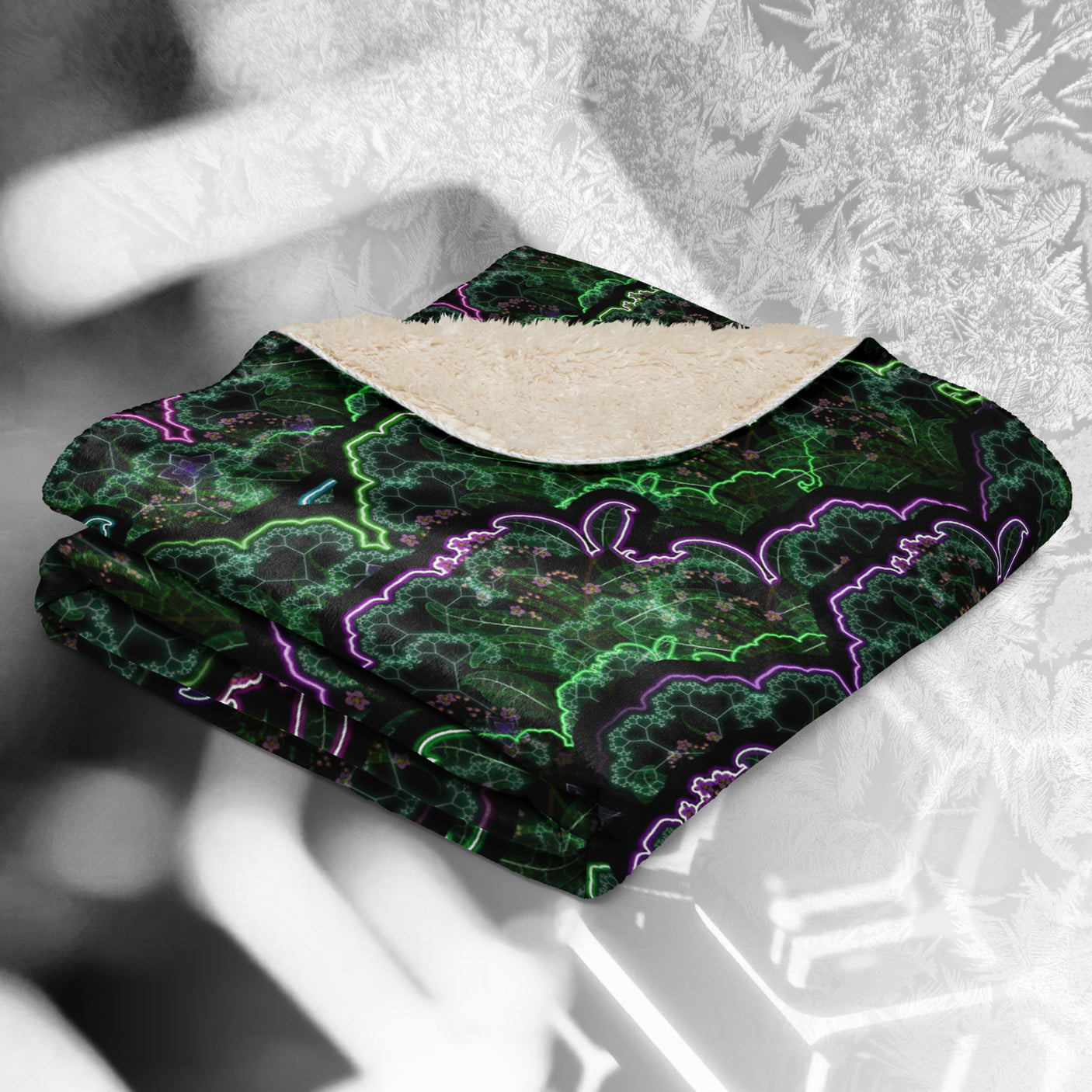 ❄️NEW! BIOSYNTHEBLISS Psychedelic Sherpa Blanket • Design by Samuel Farrand