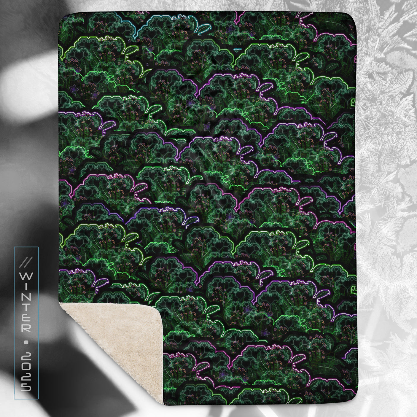 ❄️NEW! BIOSYNTHEBLISS Psychedelic Sherpa Blanket • Design by Samuel Farrand