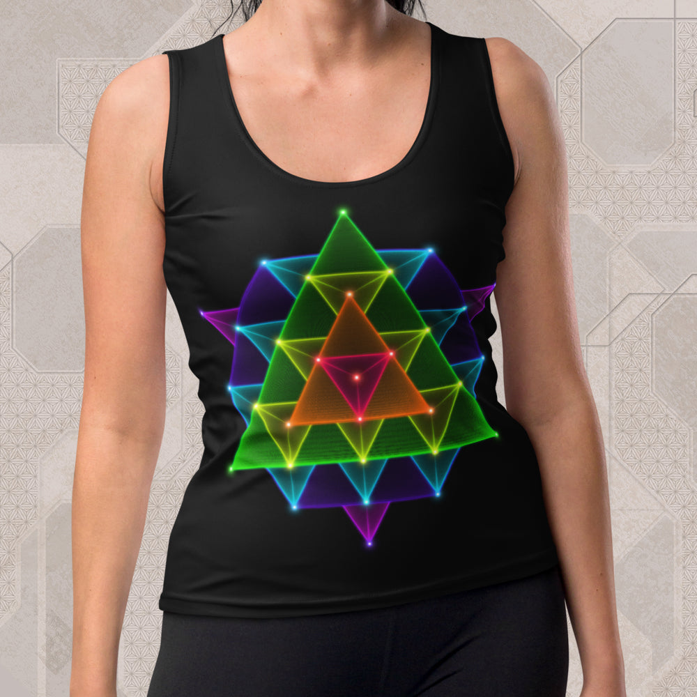 64 STAR TETRAHEDRON Psychedelic Street Style Graphic Tank Top • Design by Samuel Farrand
