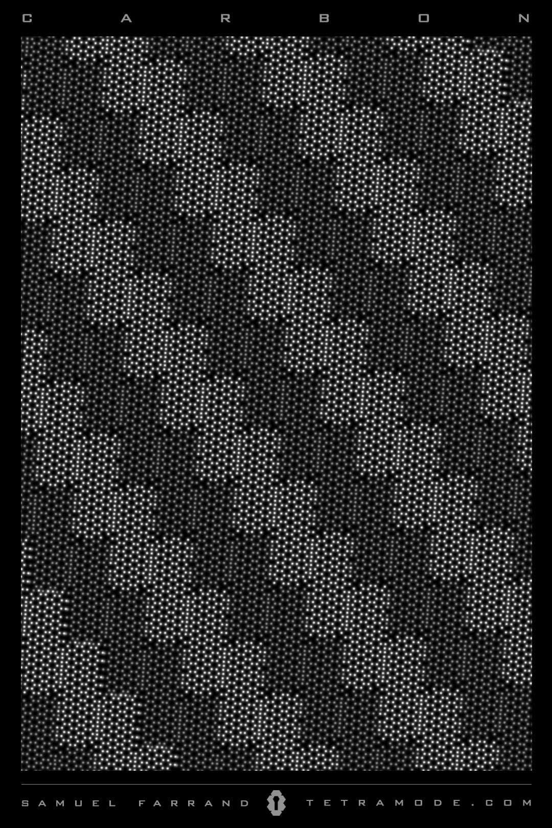 Carbon monochrome visionary art pattern with geometric precision and hypnotic texture by Samuel Farrand