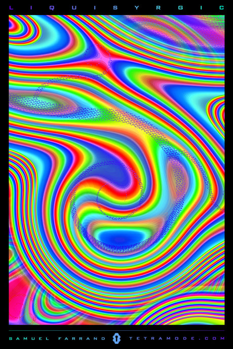 Liquisyrgic psychedelic liquid light artwork with vivid rainbow gradients and hypnotic fluid motion by Samuel Farrand
