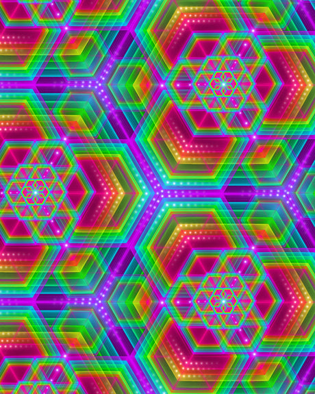 Vibrant Prismatic Bliss defines Tetramodes Hexafun Pattern