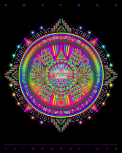 Rainbow Geometric Psychedelic Art of Mexican Imagery ideal for Hippies