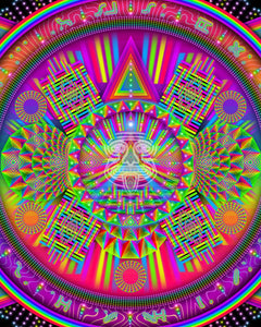 Rainbow Geometric Psychedelic Art of Mexican Imagery ideal for Hippies