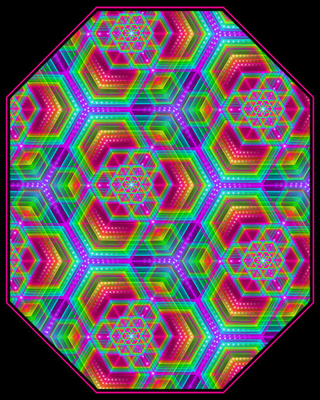Vibrant Prismatic Bliss defines Tetramodes Hexafun Pattern