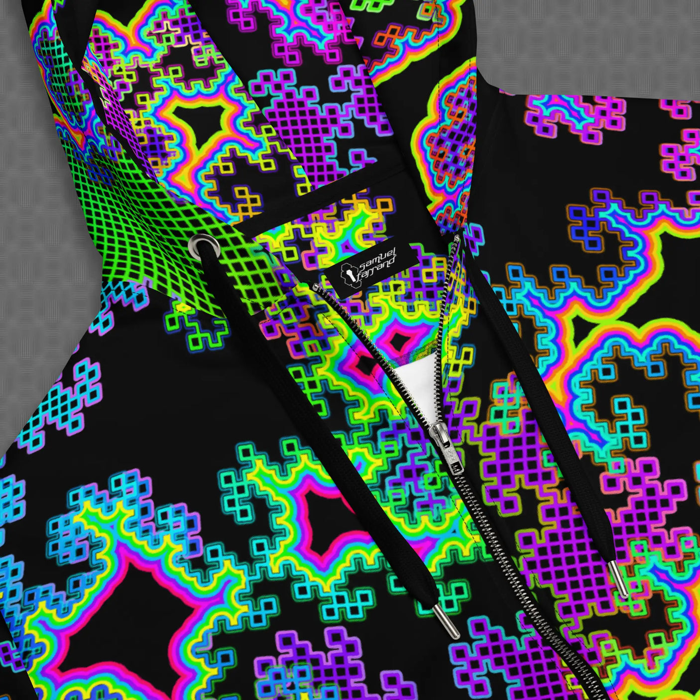 Fractal Dreams | Trippy UV/RGB Reactive Unisex All-Over Festival Hoodie