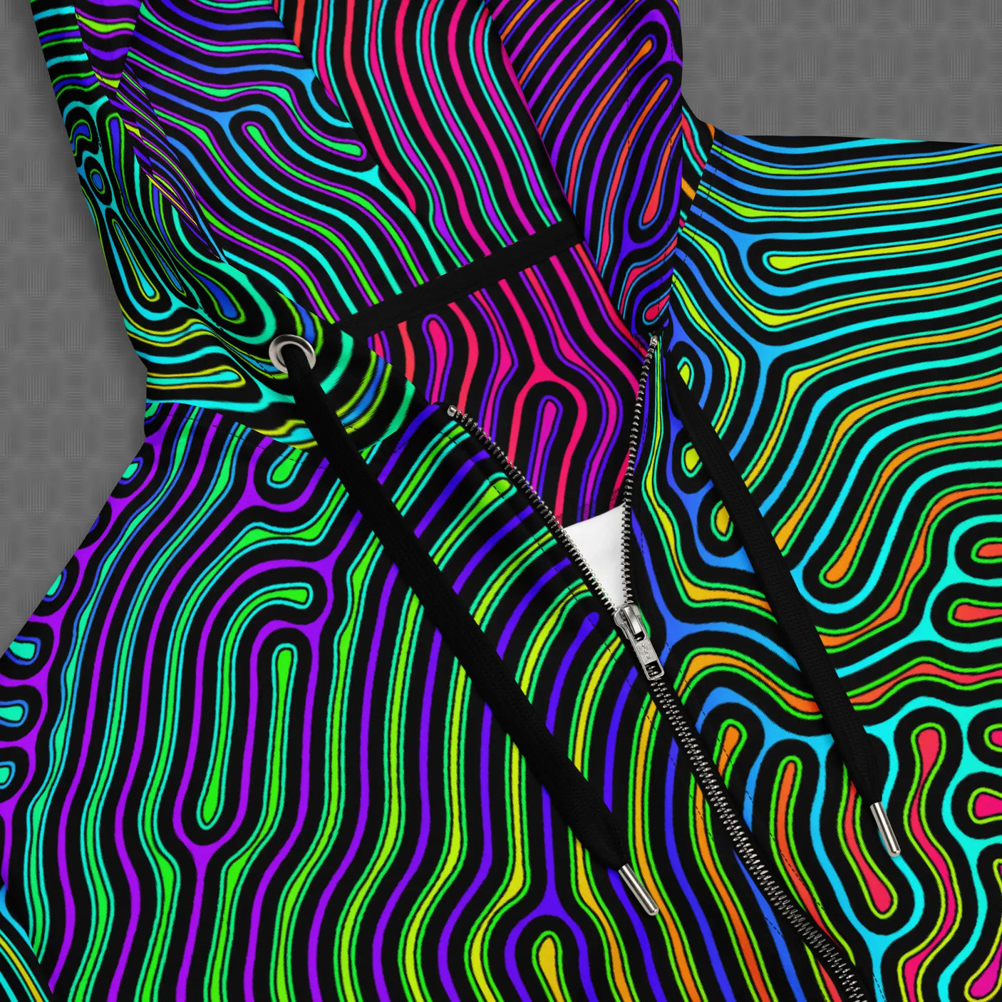 Biologic | Trippy UV/RGB Reactive Unisex All-Over Festival Hoodie