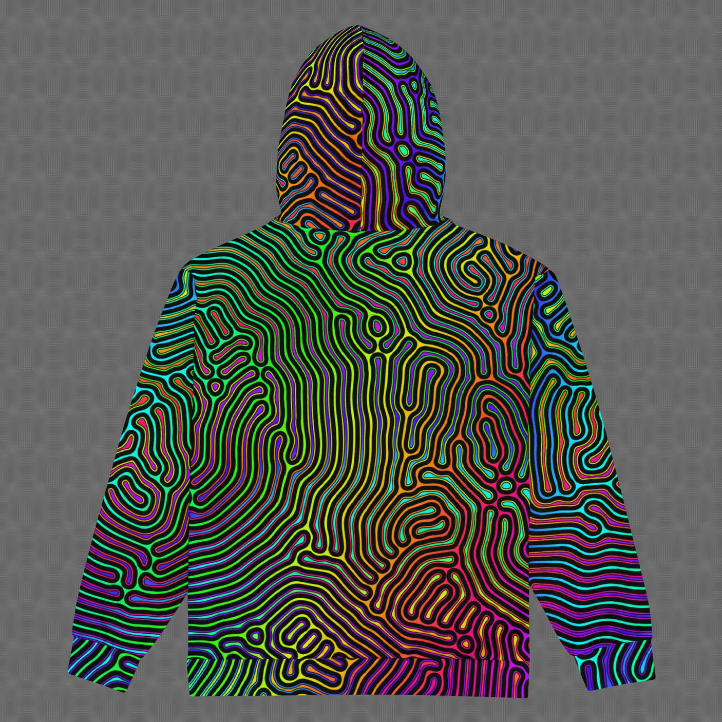 トップス antimid PIGMENT BACK PRINT HOODIE Biologic | Trippy UV/RGB Reactive Unisex All-Over Festival Hoodie