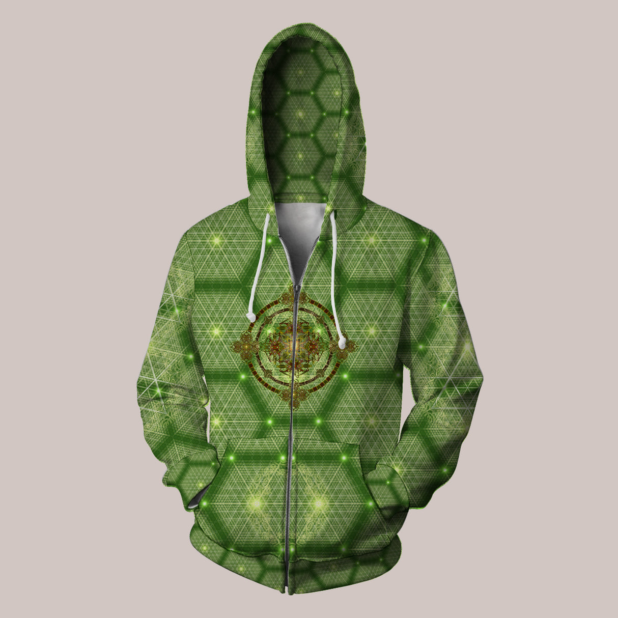Relaxed fit hoodie featuring mystical portal pattern for psychedelic appeal