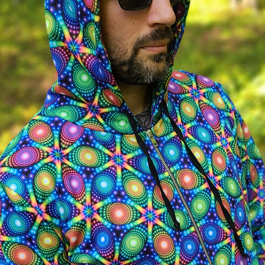 UV-reactive hoodie perfect for brightening up everyday looks