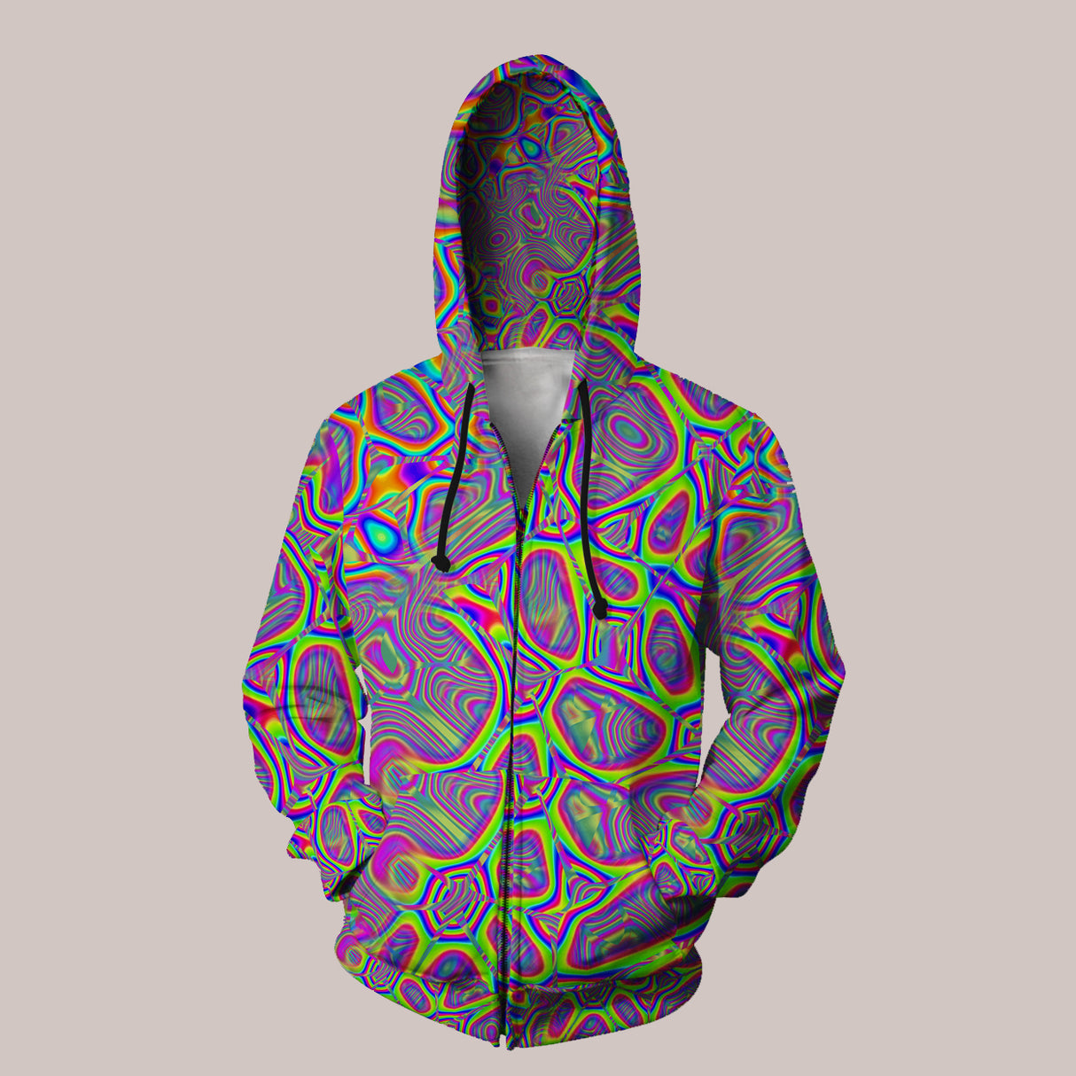 Metamorphosis melting colors trippy hoodie with vivid hues