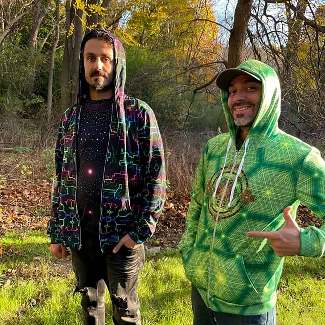 Festival hoodie featuring mystical portal design for a surreal look