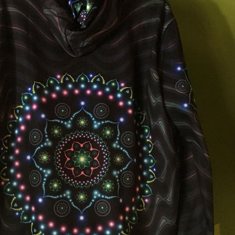 Luminous Mandala Hoodie with Vivid Lotus Design 002