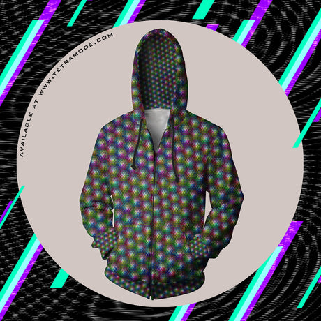 Comfortable hoodie featuring mesmerizing geometric rainbow pattern