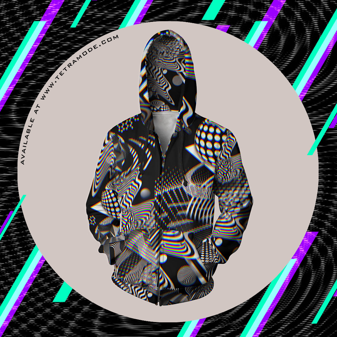 Eye-catching hoodie with bold and sustainable psychedelic pattern