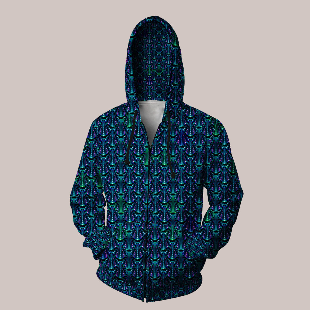Aquanatic blue sea punk psychedelic hoodie with ocean-inspired design