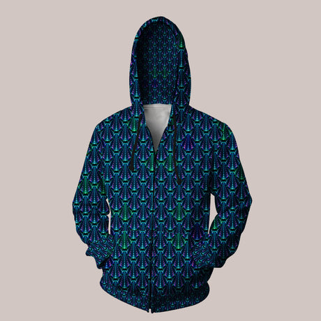 Aquanatic blue sea punk psychedelic hoodie with ocean-inspired design