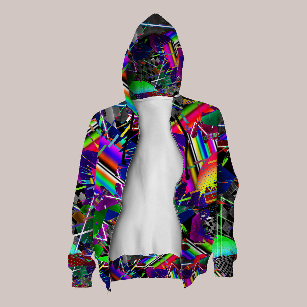 Vaporwave hoodie featuring bold nostalgic colors and mesmerizing pattern