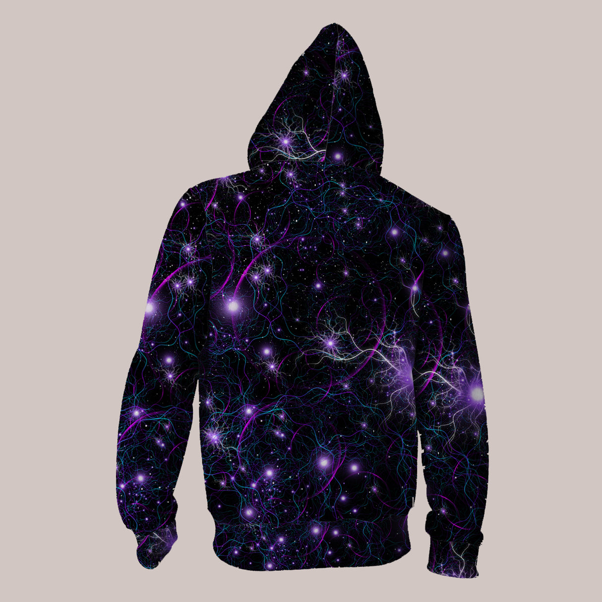 Fade-proof hoodie featuring trippy cosmic galaxy designs