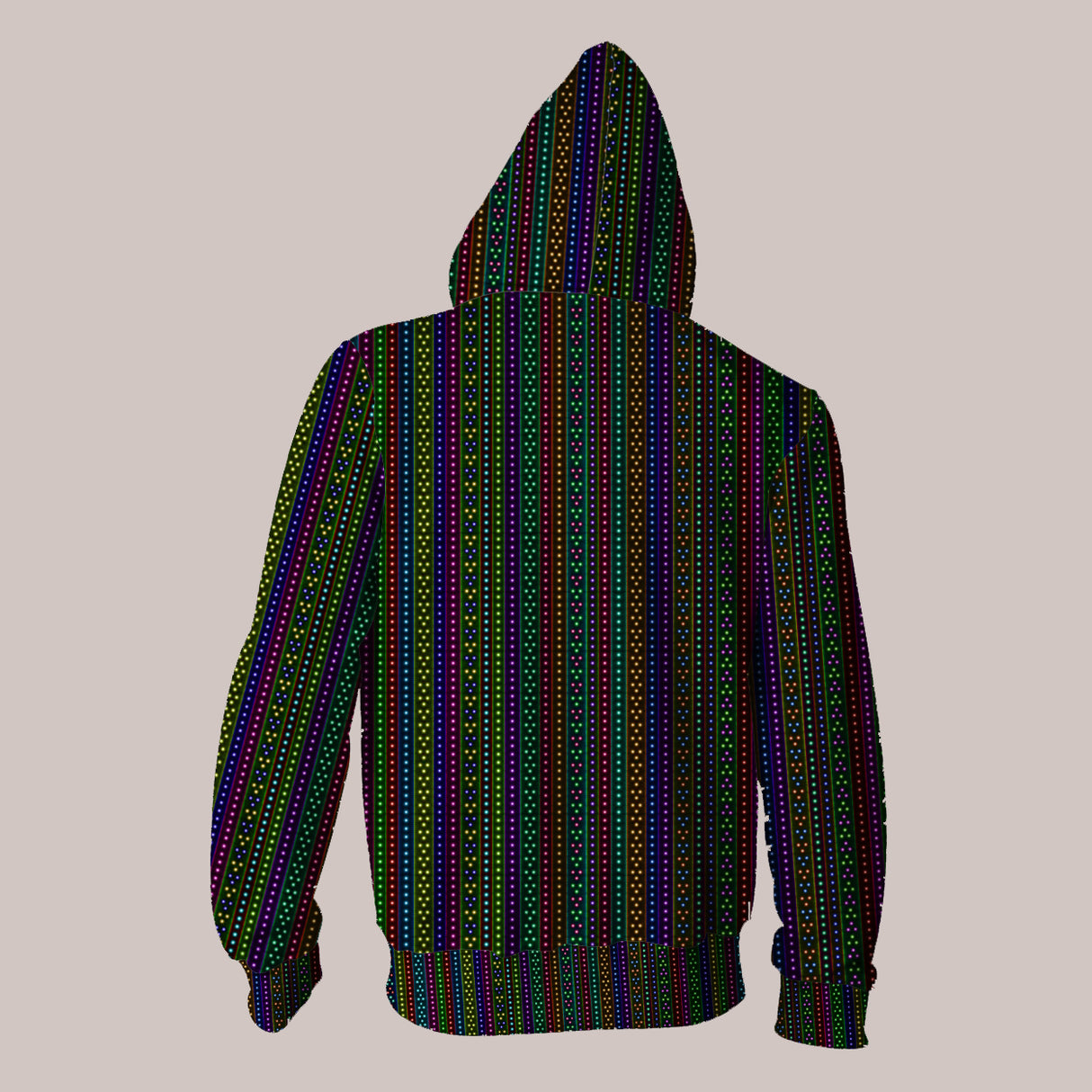 Hoodie featuring vivid cosmic stripes for a mesmerizing effect