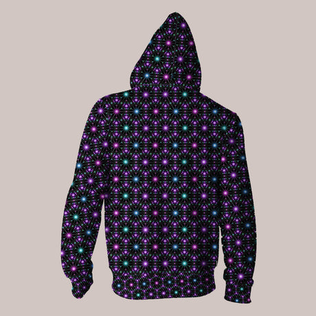 Star Map geometric grid trippy hoodie with cosmic celestial patterns