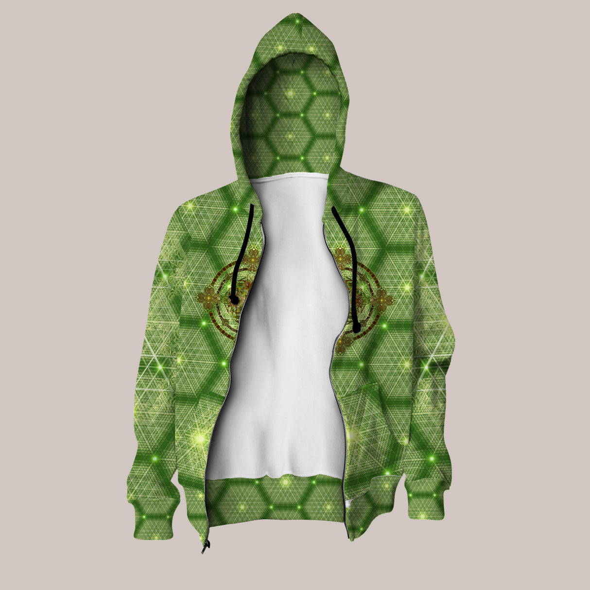 Psychedelic hoodie with elf portal design for festival and casual wear