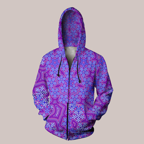 Fractal Nation psychedelic hoodie with vivid tessellated pattern