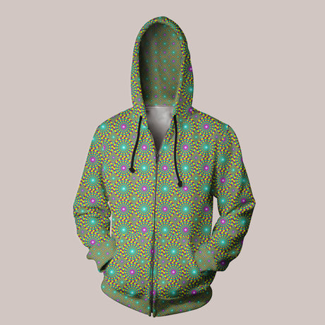Trip Hazard optical illusion hippie hoodie with mesmerizing pattern