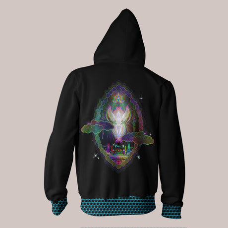 Unisex Seraphim Hoodie by Samuel Farrand with Seraphim in Clouds-Back View