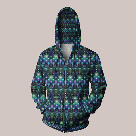Cernunnos melting goblins psychedelic hoodie with mind-bending pattern
