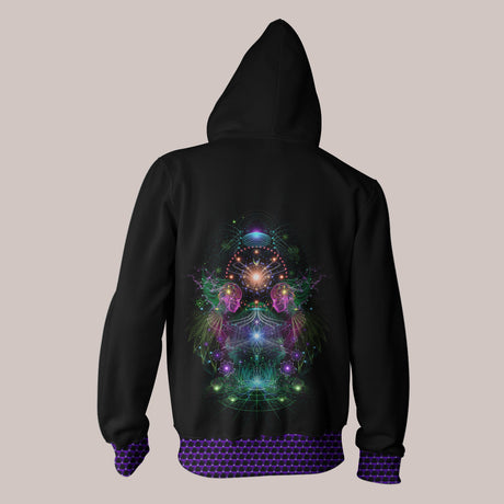 Back - DMT Ethereal Being Hoodie with Cosmic Luminous Jellyfish Design
