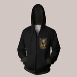 Front - Trippy Forest Owl Zip-Up Hoodie by Samuel Farrand
