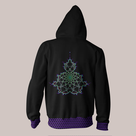 Psychedelic Trippy Rainbow Hoodie with Mandlebrot Fractal Design 001