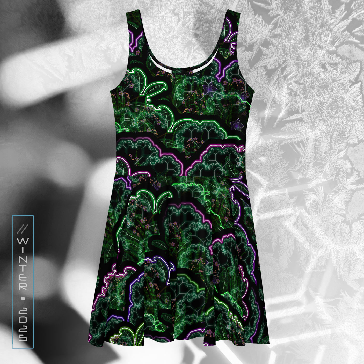 ❄️NEW! BIOSYNTHEBLISS Psychedelic Street Style Skater Dress • Design by Samuel Farrand