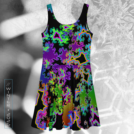 ❄️NEW! FRACTAL DREAM Psychedelic Street Style Skater Dress • Design by Samuel Farrand