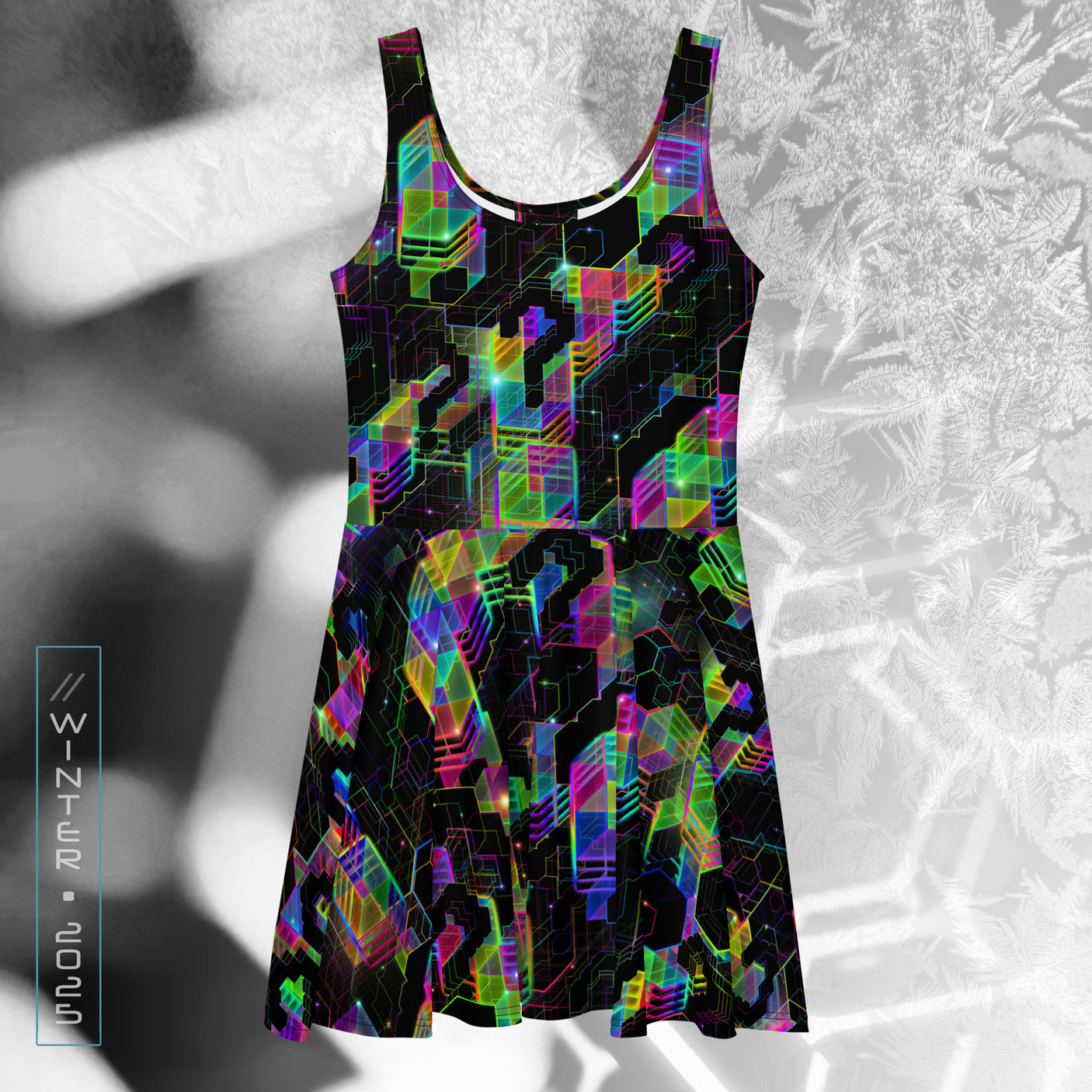 ❄️NEW! QUESTION EVERYTHING Psychedelic Street Style Skater Dress • Design by Samuel Farrand