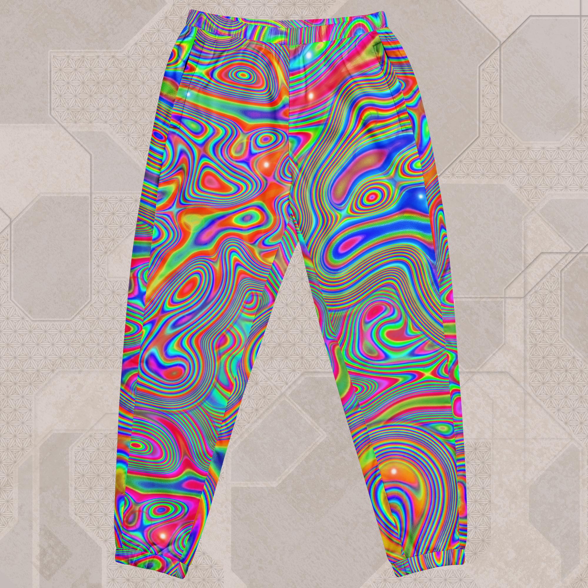 Women's Psychedelic All-Over Print Pants with Zip Pockets | Tetramode