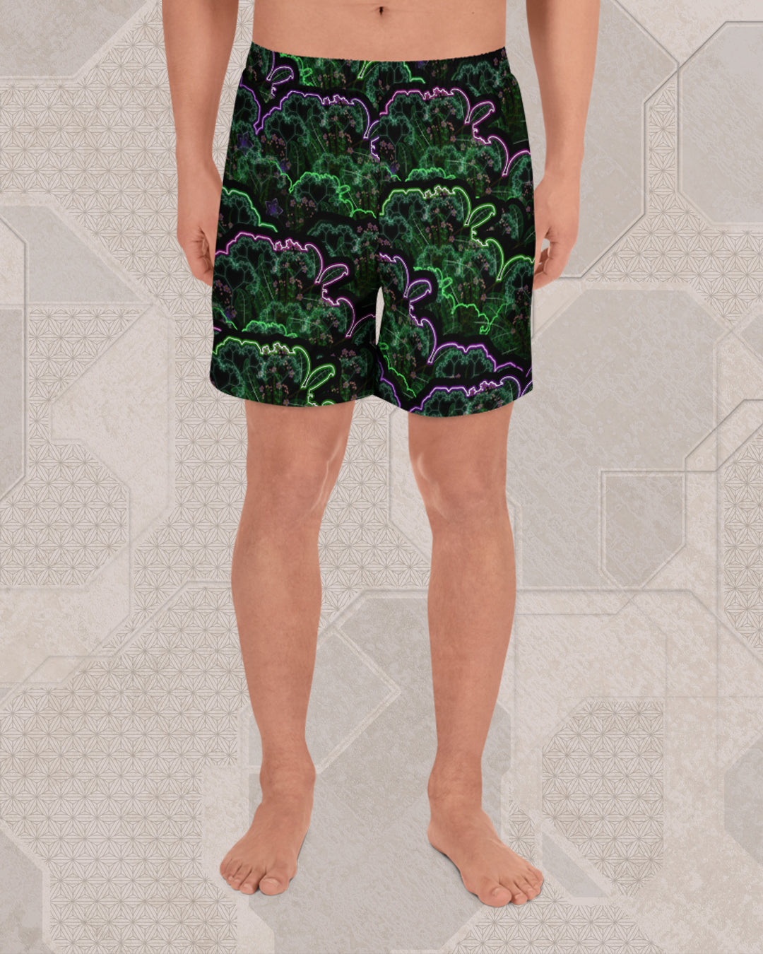 Biosynthebliss | Trippy UV/RGB Reactive Men's All-Over Festival Shorts